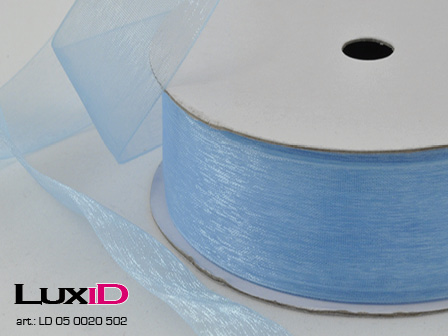 Organza woven edge Color 502 light blue 38mm x 25m